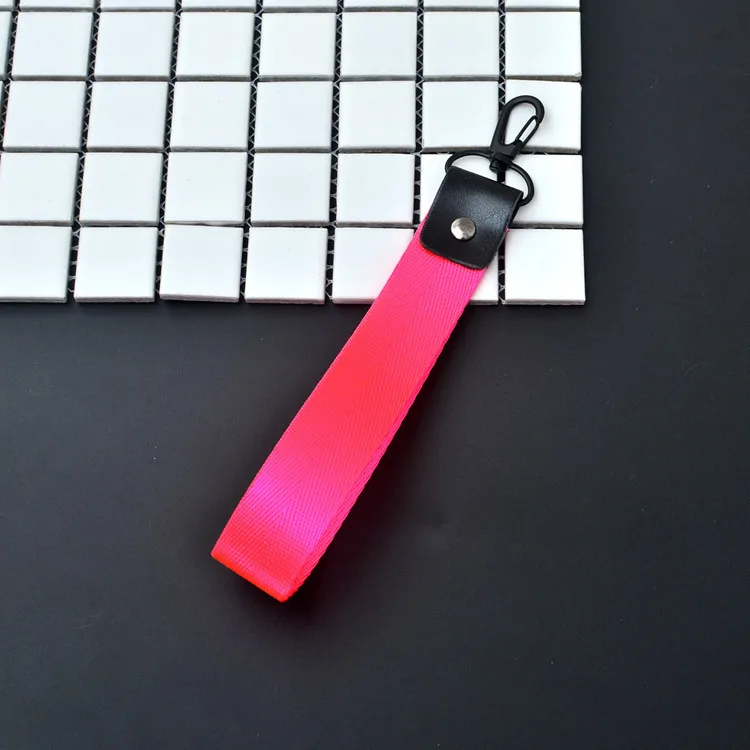 fluorescent pink EUBFree 100 шт 10 цветов Брелок с лентой женский чехол для телефона кошелек брелок-шнур на шею porte clef сумка брелок llaveros mujer - Цвет: fluorescent pink
