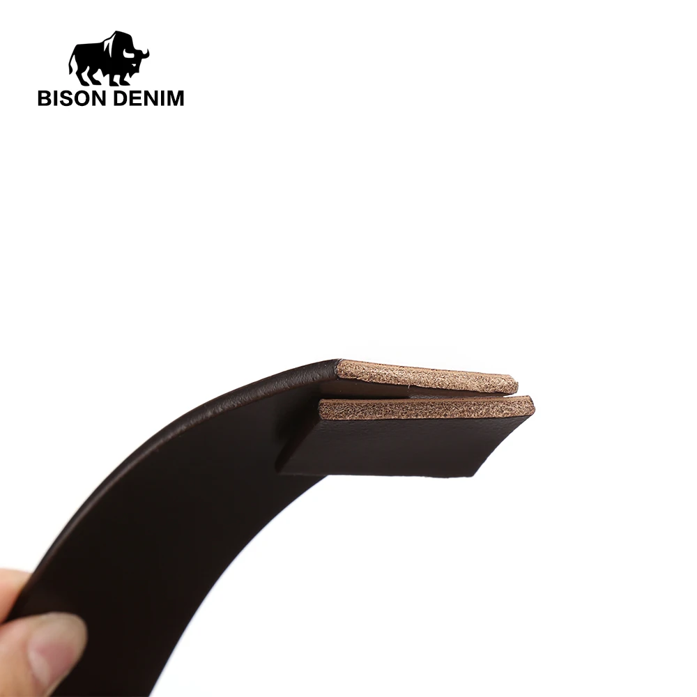 Мужские ковбойские ремни BISON DENIM винтажные брендовые из натуральной кожи с