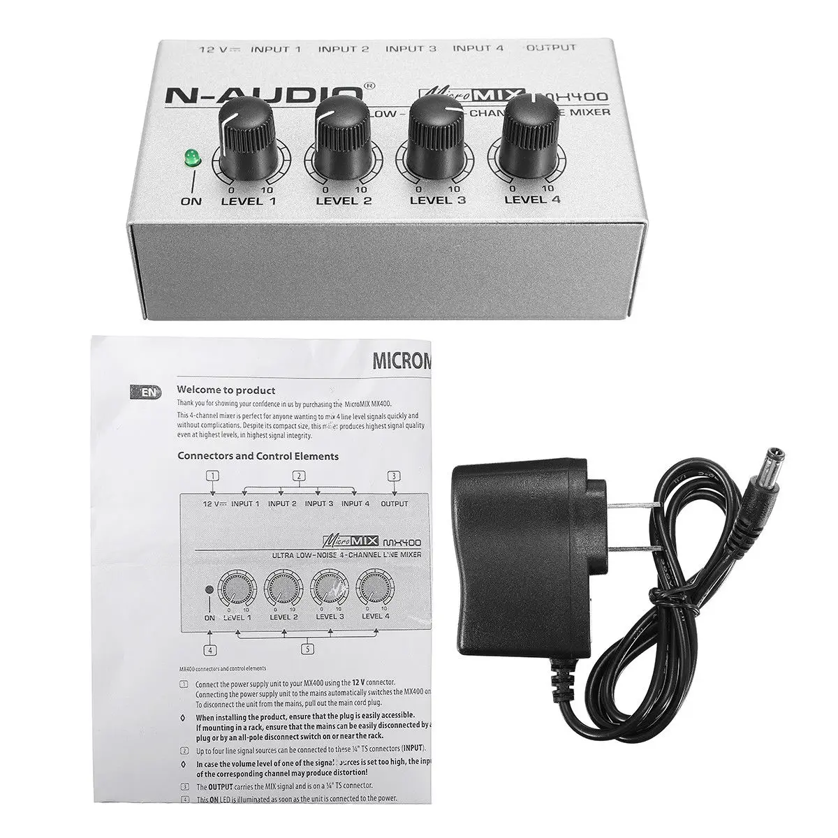 Портативный MX400 Micromix низкий голос 4 канала моно линия Студия аудио микшер США 12 В Электрический инструмент Запчасти и аксессуары