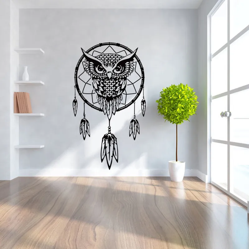 Книги по искусству Дизайн Индийский Ловца снов Decor стены DIY Стикеры Сова наклейки