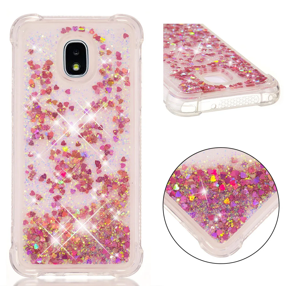 Блестящий чехол для Samsung Galaxy J3 Star V Aura aure 2018 Sol 3 Express Amp Prime Dynamic Love Heart