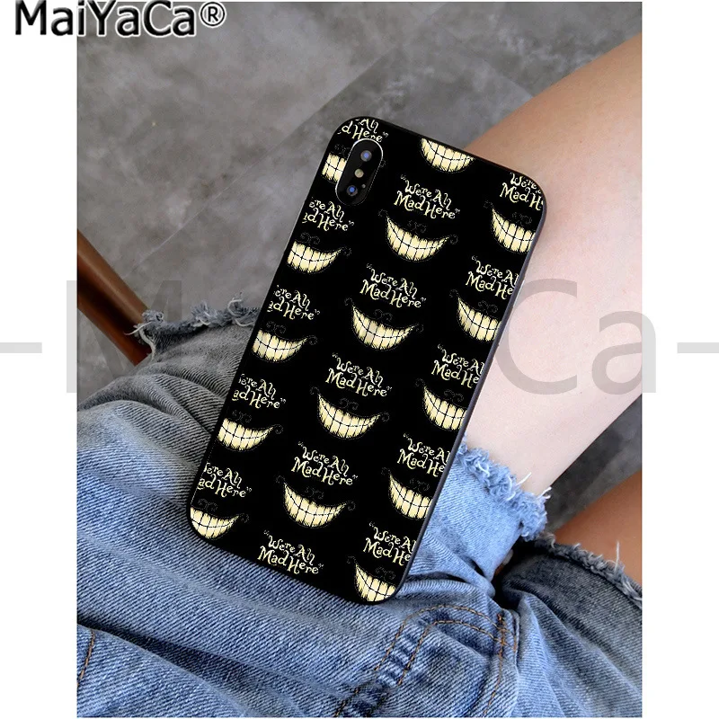 Черный чехол MaiYaCa Alice in Wonderland cat из ТПУ для iphone 11 pro X XS MAX 66S 7 7plus 8 8Plus 5s XR - Цвет: A14