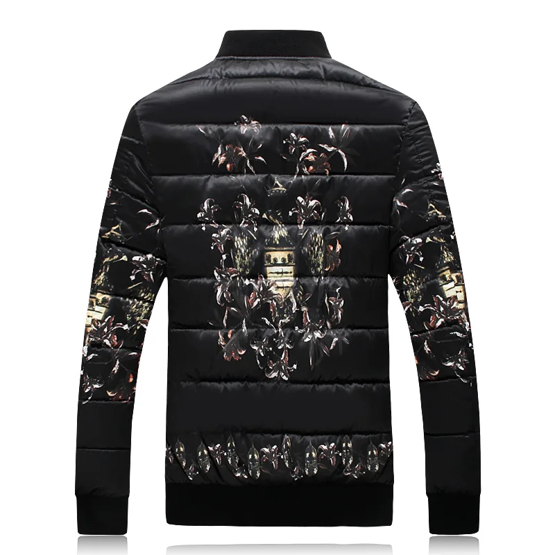 LONMMY Plus size 4XL 5XL Thicken winter jacket men Outerwear coats Causal parka Slim fit fashion print overcoat Black 2018 |