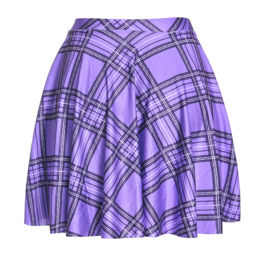 Горячая Распродажа Женская юбка фиолетовая клетчатая цифровая печать оптовая