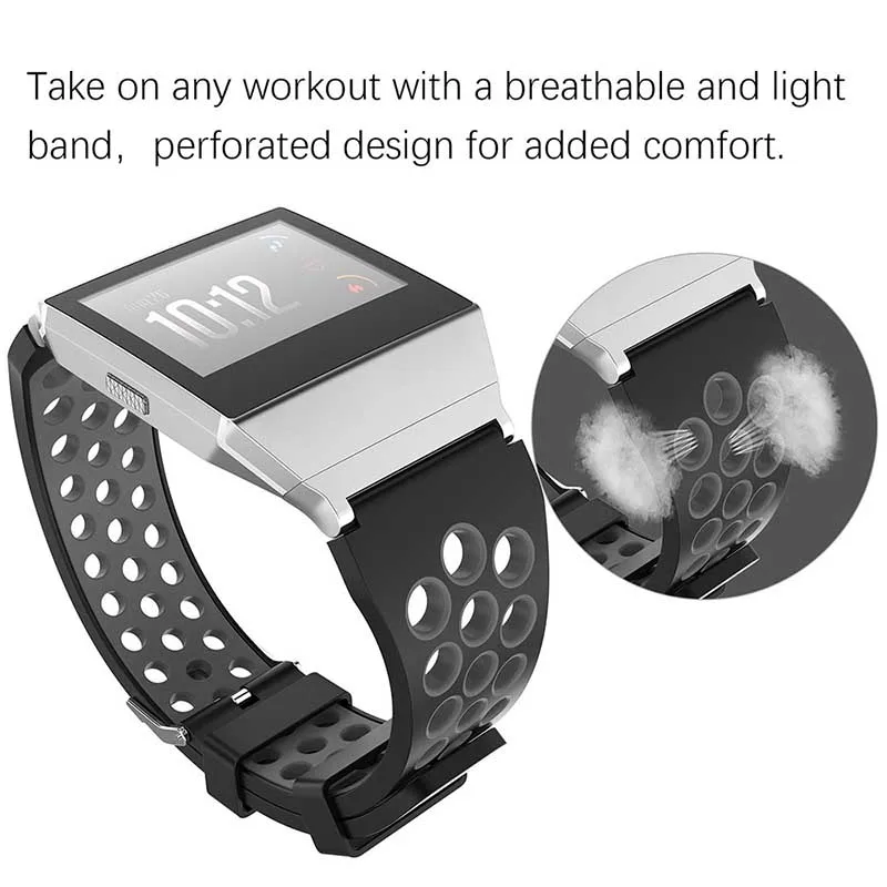 Kobwa силиконовый ремешок для fitbit ионной Смарт-часы спортивные дышащие Браслет