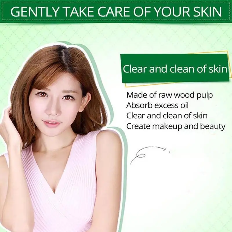 100 шт. увлажняющие листы с зеленым маслом впитывающая бумага очищающее средство
