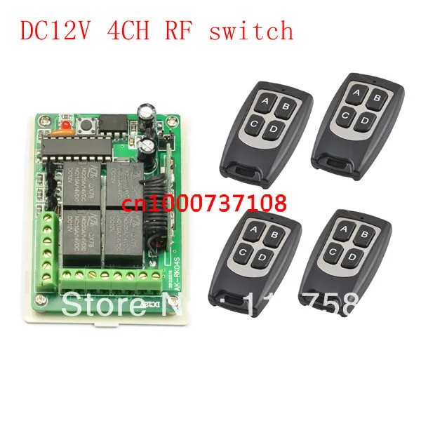 12V 4CH RF Remote Control Switch System Wireless Receiver Transmitter Learning Code 433/315Mhz .4 Relay | Обустройство дома