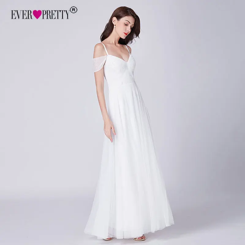 Простое свадебное платье Ever Pretty EP07519WH элегантное кружевное свадебное платье трапециевидной формы с v-образным вырезом Свадебные платья с открытыми плечами Vestido De Bodas