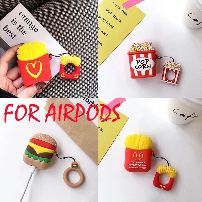 Силиконовый защитный чехол для AirPods Airpods 2 гамбургер попкорн Bluetooth наушники