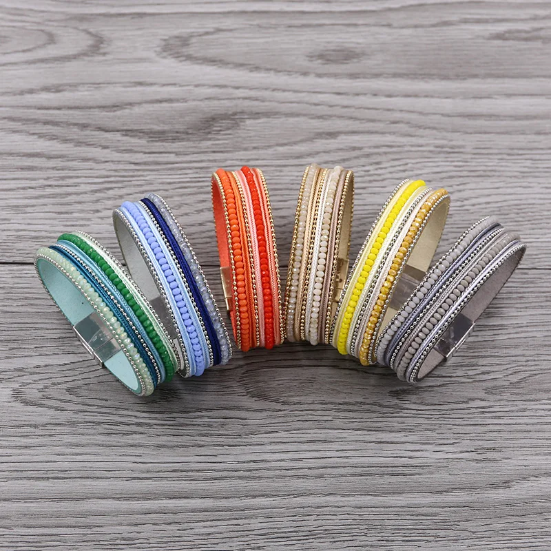 STRATHSPEY богемный кожаный браслет для женщин разноцветные браслеты с бусинами из