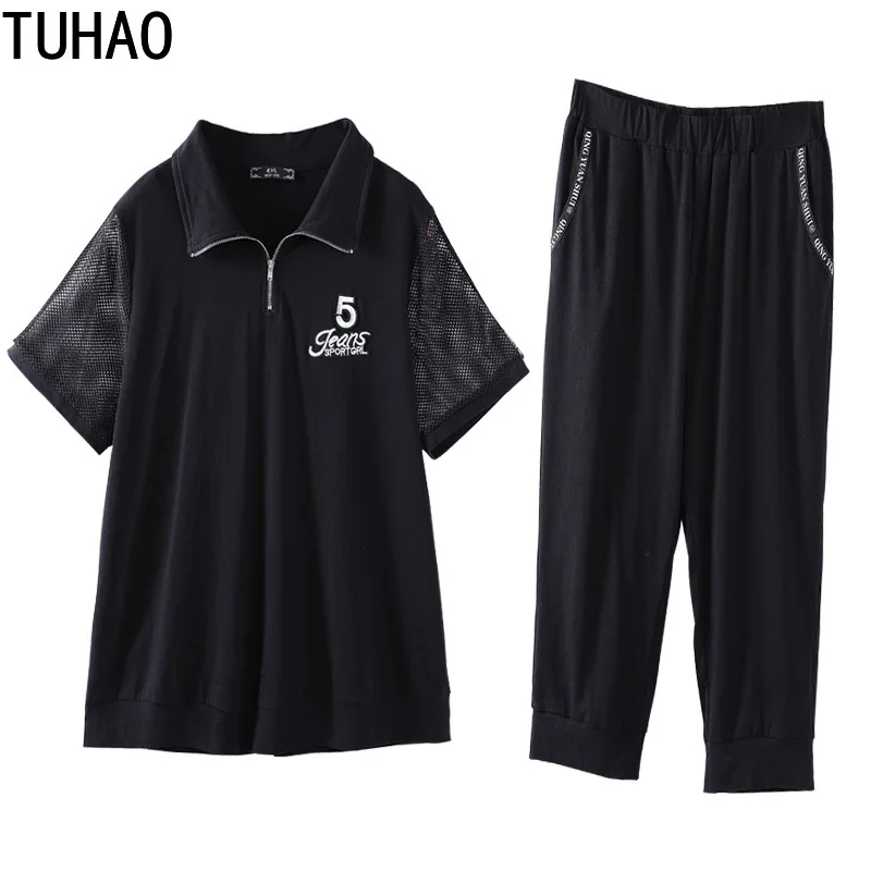 Женский комплект из 2 предметов TUHAO спортивный костюм размера плюс 10XL 8XL 6XL одежда