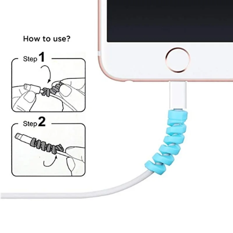 4 шт. Силиконовая защита спирального кабеля для iphone устройство намотки Usb-кабеля