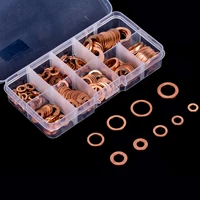 200pcs solid copper washer gasket set flat ring sump plug oil seal fittings washers fastener hardware accessories m5 m14