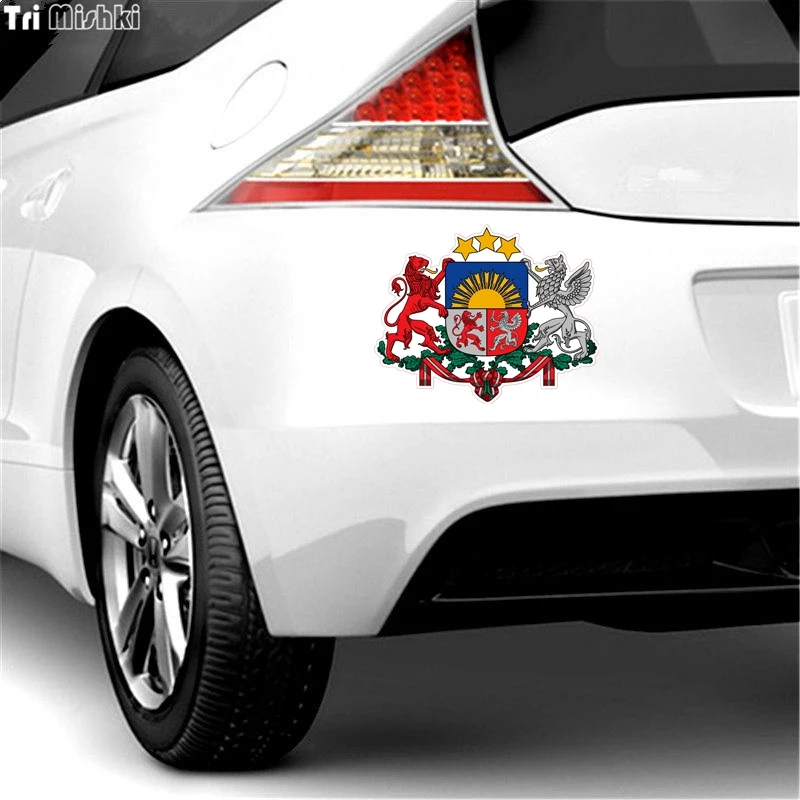 Tri Mishki WCS235 #17 5x14 см герб Латвия забавная наклейка для автомобилей красочные