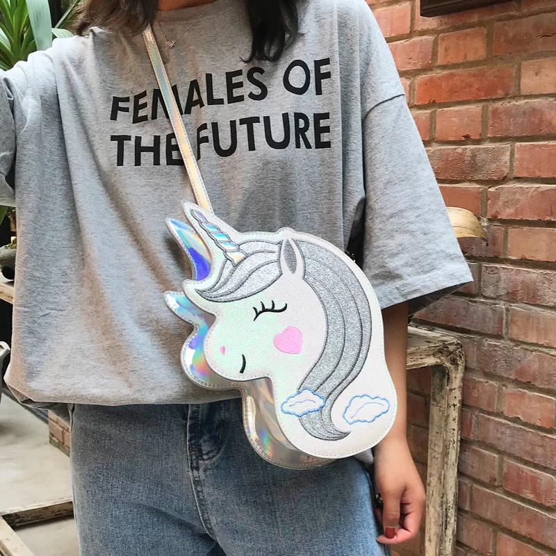 Fashion Cute Smiling Unicorn Pu Young Girl's Shoulder Bag Tote Crossbody For Women Bolsa Purse Handbag Clutch | Багаж и сумки