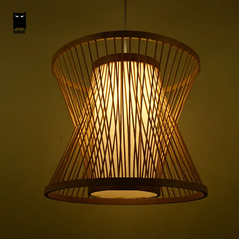 

Bamboo Birdcage Wicker Rattan Pendant Light Fixture Rustic Hanging Lamp Suspension Luminaire Design for Dining Room Restaurant