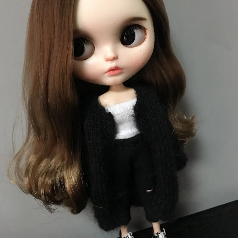 Новый 1 шт. черный длинный свитер ручной работы пальто для blyth licca azone ob24 ob27 Куклы