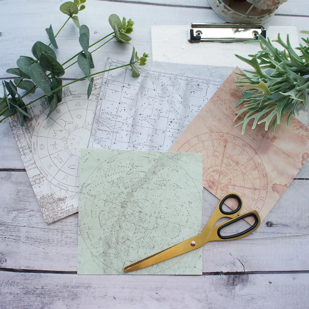 

8 Sheets/lot 16.5*16.5cm DIY Mysterious Star Map Paper Wrapping Creative Paper Craft Background Scrapbook Paper