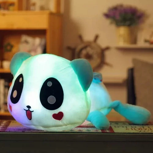35cm blue panda Светящаяся плюшевая лежа животные игрушка мягкая игрушка; медведь собака панда мягкие освещенные плюшевые куклы для детей ночной компаньон плюшевые игрушки - Цвет: 35cm blue panda