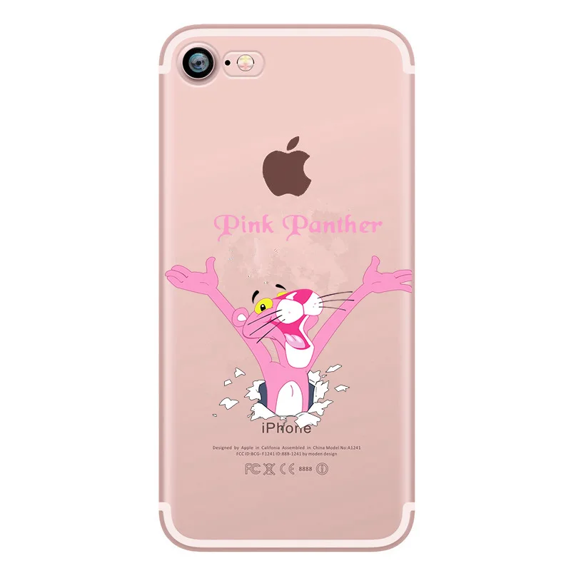 For Coque Iphone 6 6S 7 8 plus X 5 S SE Cartoon Soft Case Cover Lovely Pink Panther Phone for iphone 8plus Funda Capa |