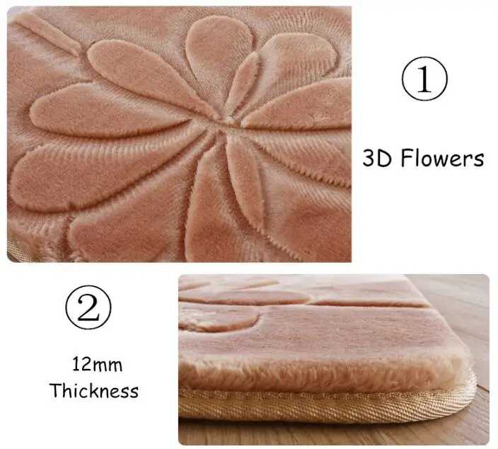 Розовый синий коврик для ванной комнаты большой 3D Цветочный в комнате удобный