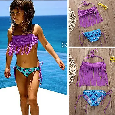 Милый купальник-бикини для маленьких девочек Купальный костюм с кисточками