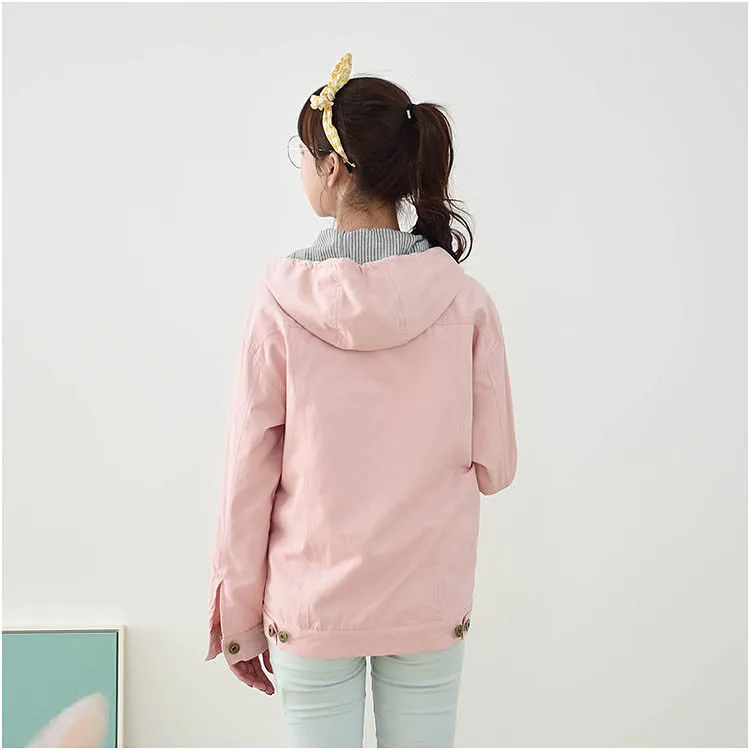 Милые женские короткие куртки пальто мультфильм животных вышивка с капюшоном