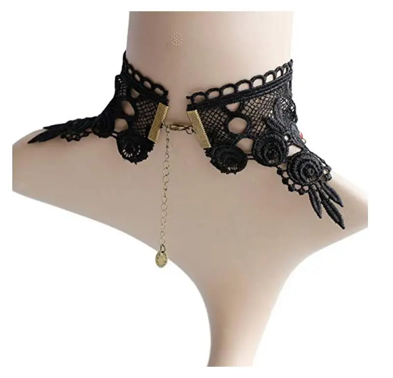 Black Lace Skull Gothic Pendant Choker Necklace for Costume Party | Украшения и аксессуары