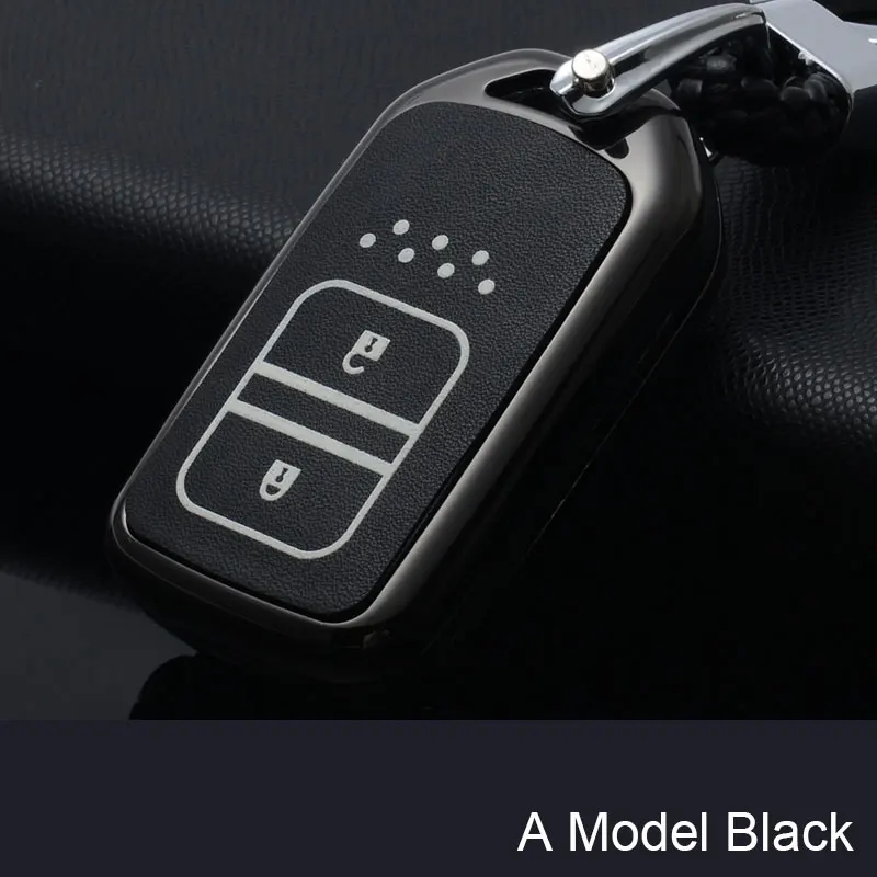 

Zinc Alloy For Honda Civic Accord Cr-v Pilot Crv 2015 2016 2017 2018 Holder Shell Protector 5 Button Leather Remote Car Key Case