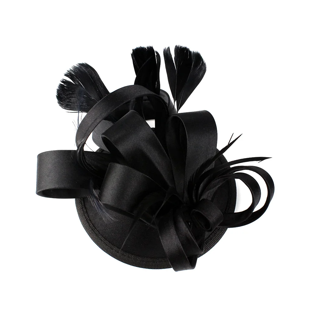 Женский аксессуар для волос атласная шляпа с перьями |