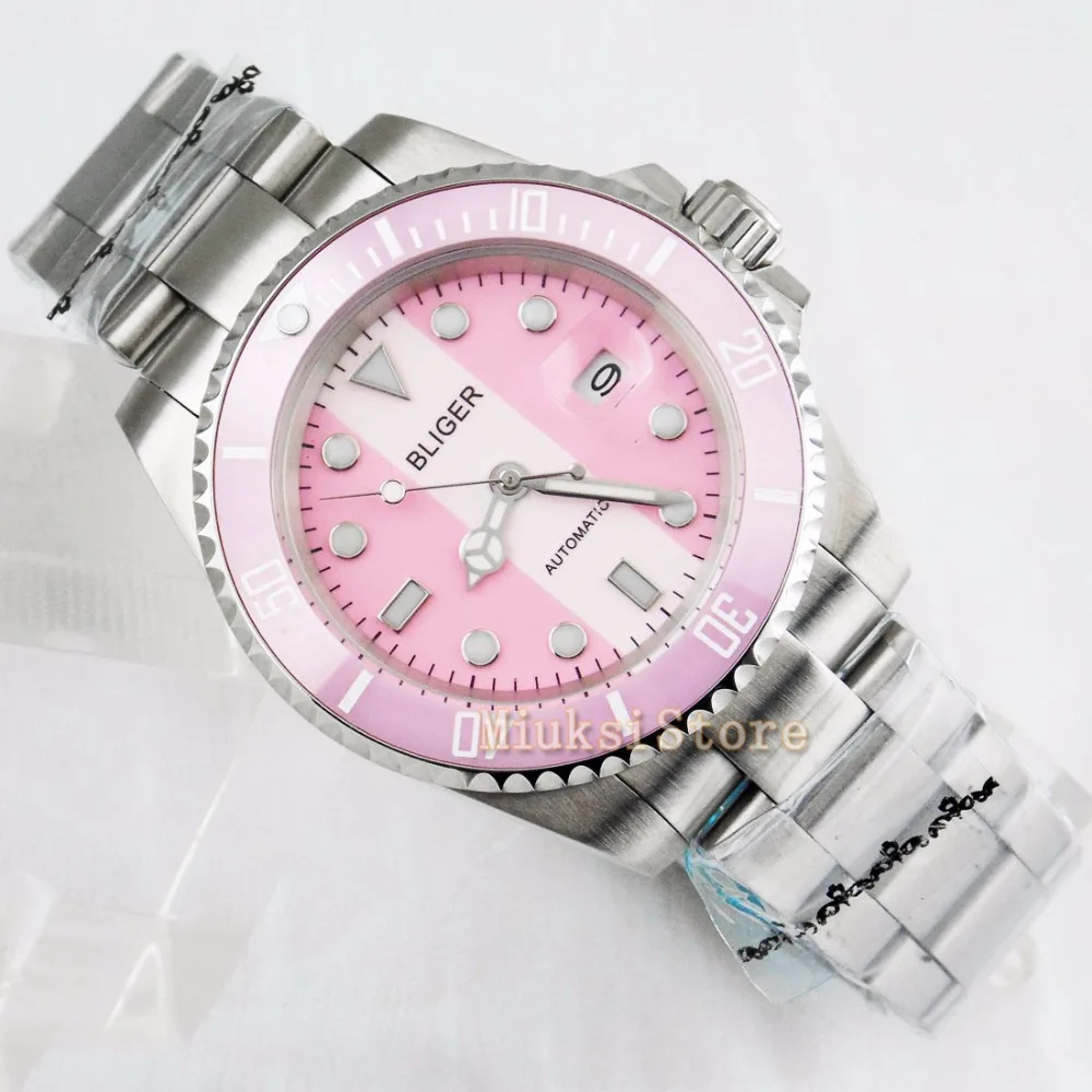 Мужские часы-браслет BLIGER 40 мм с керамическим покрытием светящимся сапфиром