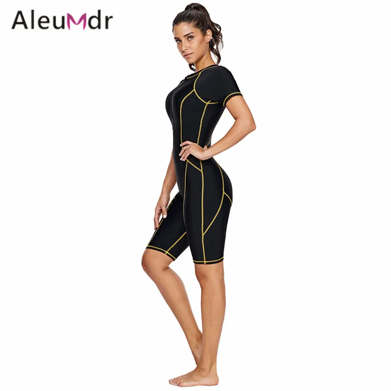 Aleumdr Lady One Piece Rashguard Women Fitness Black Colorblock Surfing Sport Suit LC410891 Trajes De Ba O Las Mujeres | Спорт и