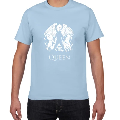 F375 light blue Freddie Mercury The queen Band Футболка Мужская Хип-Хоп рок хипстерская футболка повседневные футболки блестящая рок-группа harajuku футболки - Цвет: F375 light blue