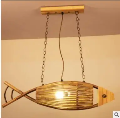 Креативная люстра в форме рыбы для ресторана кофейни фермы Бамбуковая