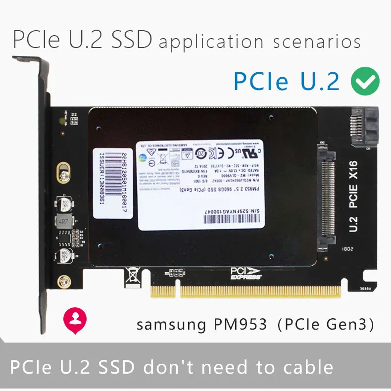 JEYI U2BOX+ U2X16 U.2 SFF-8639 адаптер PCIe U2 2,5 'SSD PCI-E X4 X16 intel PCIe3.0 PCI-E3.0 GEN3 M-KEY b-ключ карта AHCI Dual power
