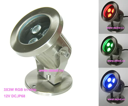 Бесплатная Доставка! DMX совместимый IP68 высокая мощность 9W RGB Светодиодный