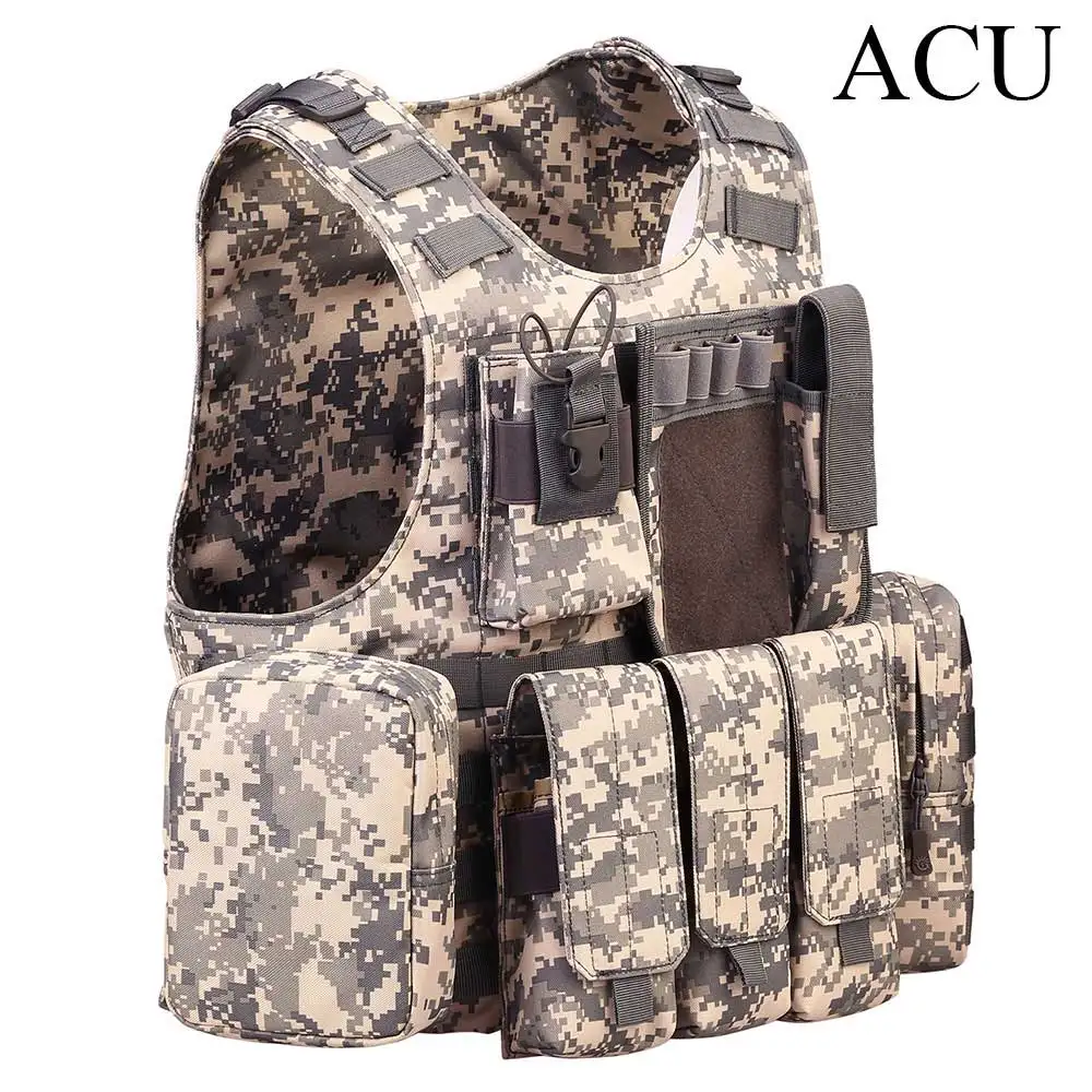 SINAIRSOFT Камуфляжный охотничий военный тактический жилет Wargame Body Molle Armor охотничий жилет CS Уличное оборудование джунглей LY2029 - Цвет: ACU