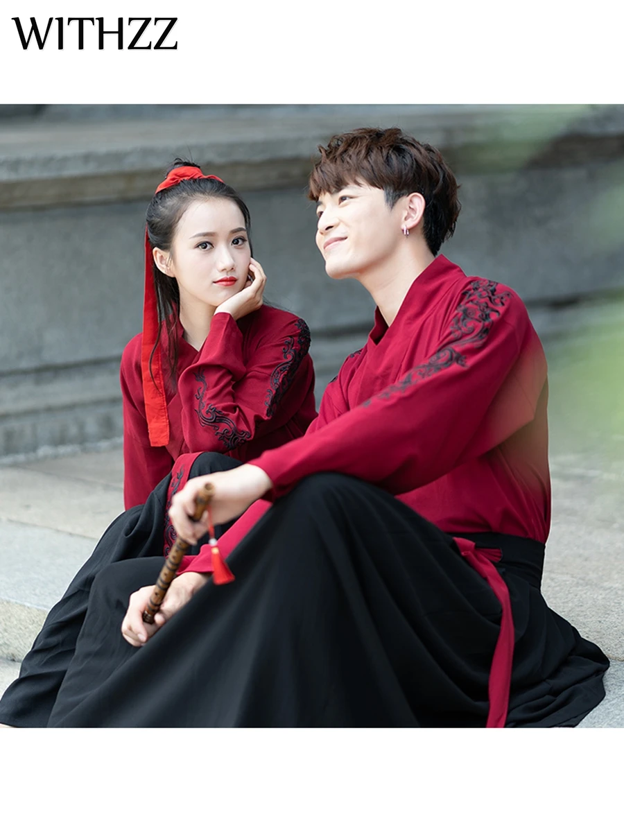 Костюм тройка с вышивкой Hanfu в китайском стиле для боевых искусств костюм пары из