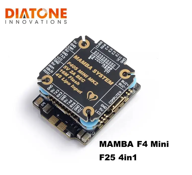 Diatone MAMBA F405 Mini MKII Betaflight Контроллер полета и 25A ESC 2-4S DSHOT600 стек FPV гоночный бесщеточный ESC для RC - Цвет: F4 Mini stack