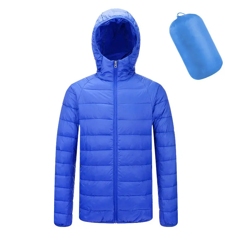 Hooded Осенняя зимняя куртка Мужская Легкая однотонная с капюшоном Ультралегкая пуховая Хлопковая весенняя зимняя куртка для мужчин - Цвет: Hooded
