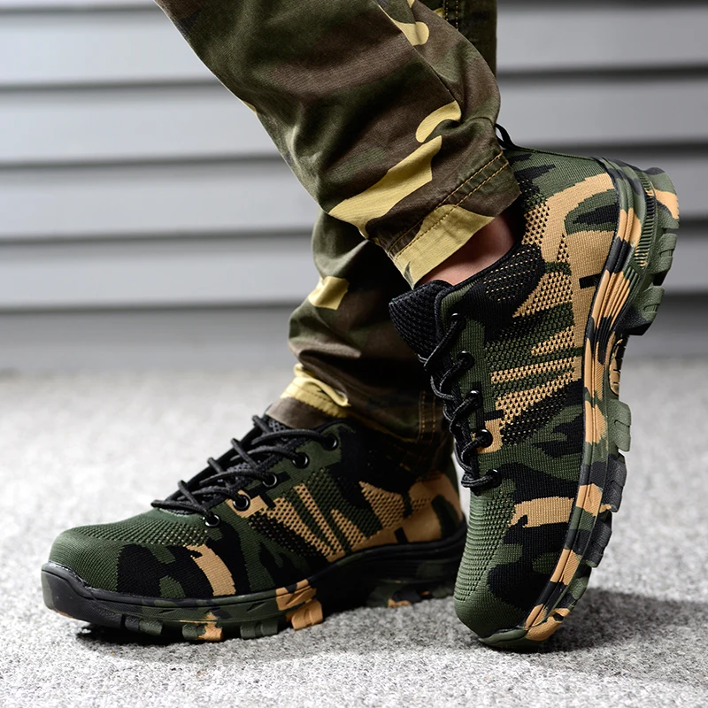 Men Work Safety Boots Plus Size Outdoor Steel Toe Cap Military Shoes Camouflage Puncture Proof Army | Обувь