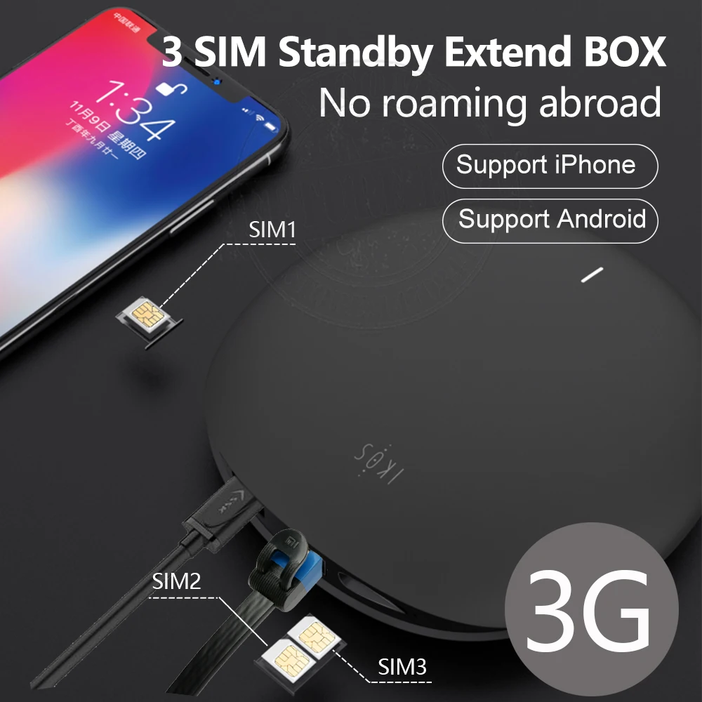 3G версия IKOS 3 SIM карты в режиме ожидания без роуминга за границей SIMadd активация