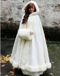 2018 Bridal Winter Wedding Cloak Cape Hooded with Fur Trim Long | Свадьбы и торжества
