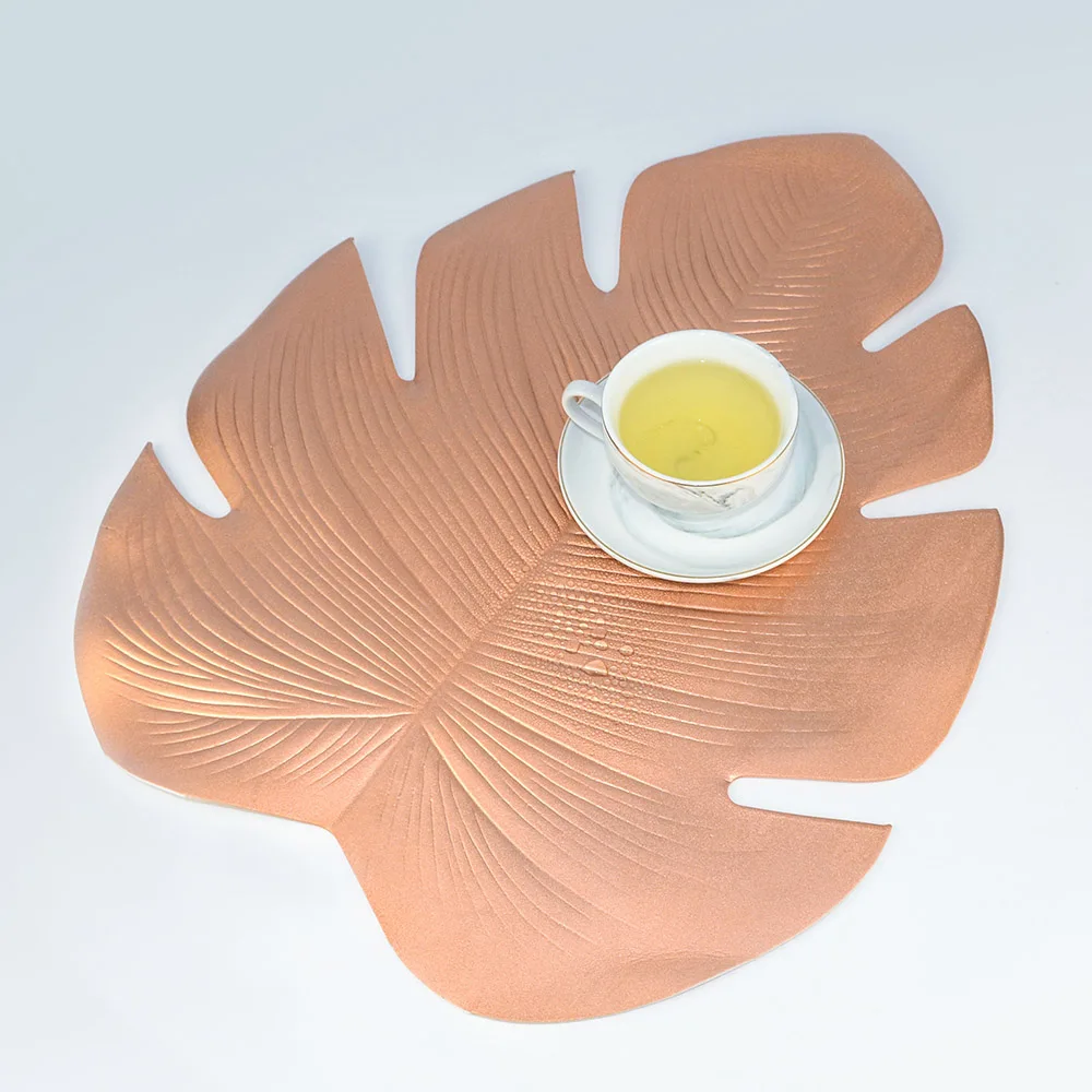 Креативный ПВХ коврик имитация растений пальмовый лист Настольный розовое