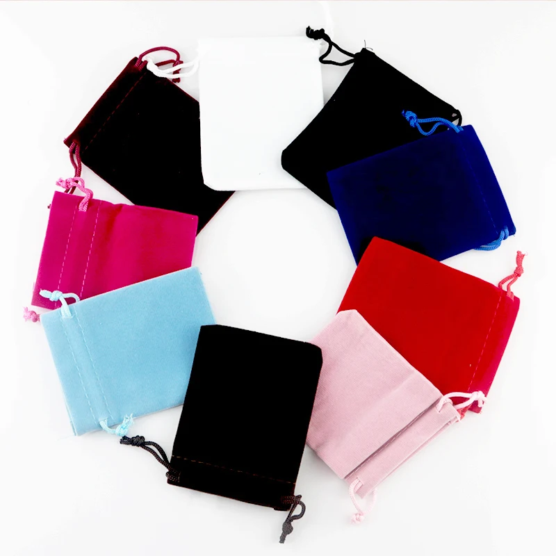 

200Pcs Velvet Drawstring Gift Bags Dark Red Tone Jewelry Pouches For Packaging Storage High Quality Pouches 8x10cm Custom Logo