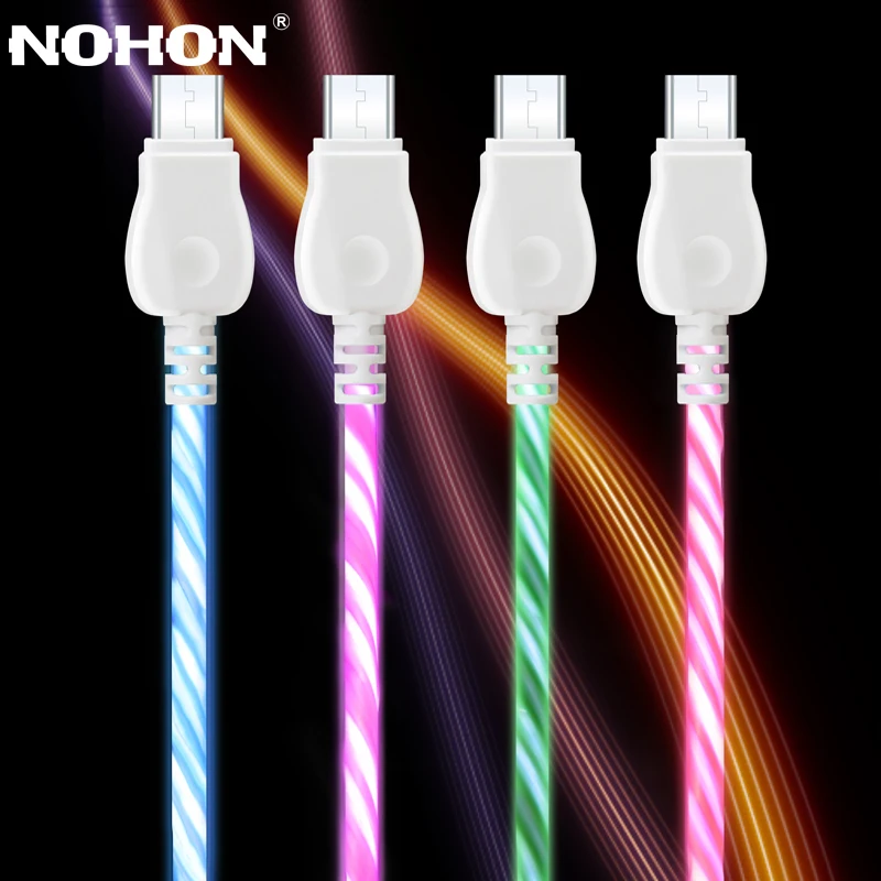 Кабель Micro USB NOHON со светодиодной вспышкой кабель для быстрой зарядки и передачи