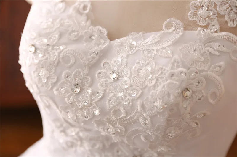 

Wedding dresses A line white tulle appliques crystals lace up H0027 bridal gown simple elegant vestidos de novia
