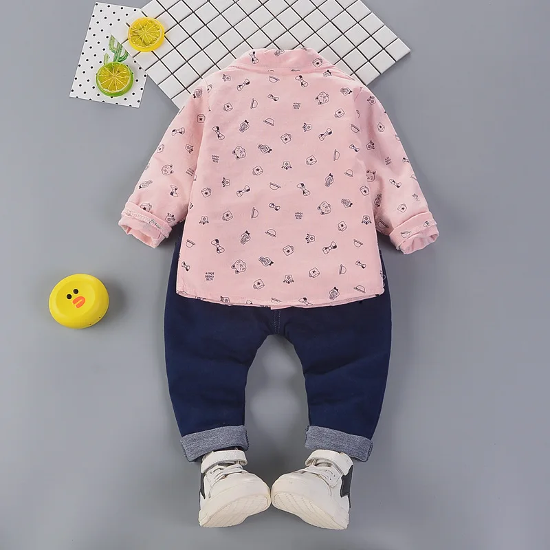 BibiCola children spring autumn clothing set boys fashion shirt+jeans pants 2pcs suit for kids baby casual sets |