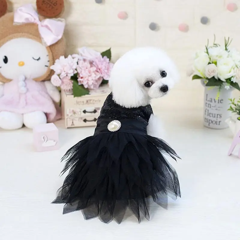 Dog Dress Summer Net Tutu Sequin Skirt Pet Spring Chihuahua Cat Party Wedding Stage Red Costume Ropa Gato S-XXL DOGGYZSTYLE