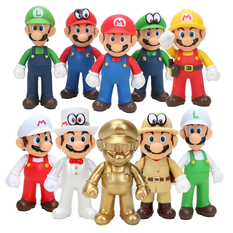 10 шт. Супер Марио Bros Odyssey Cappy Марио Луиджи Золотой мастер Mario свадебное платье 12 см ПВХ фигурка игрушка